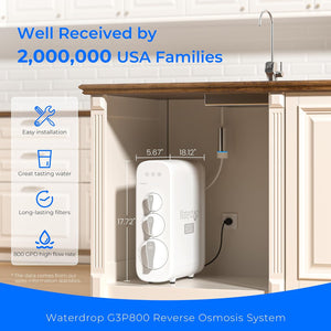 Waterdrop G3P800 Reverse Osmosis Tankless System with UV Sterilizing Light - 800 GPD