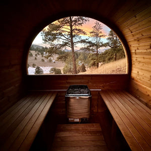 Harvia KIP installed in barrel sauna