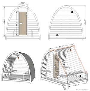 SaunaLife 4-Person Traditional Outdoor Pod Sauna | Model G3