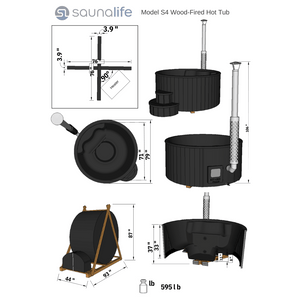 SaunaLife Luxury 2-6 Person Wood-Fired Hot Tub | Model S4B/S4N