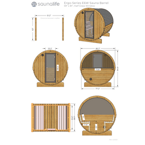 SaunaLife 2-4 Person 5' Long Barrel Sauna  | Ergo Model E6