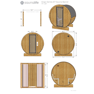 SaunaLife 4 Person 6' Long Barrel Sauna | Ergo Model E7