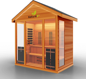 Medical Breakthrough Saunas - Nature 8 Plus - 4 Person Hybrid Steam And Infrared Outdoor Sauna - Fitness Recovery Lab